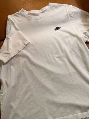 Nike White Short-Sleeve Tee with Black Swoosh